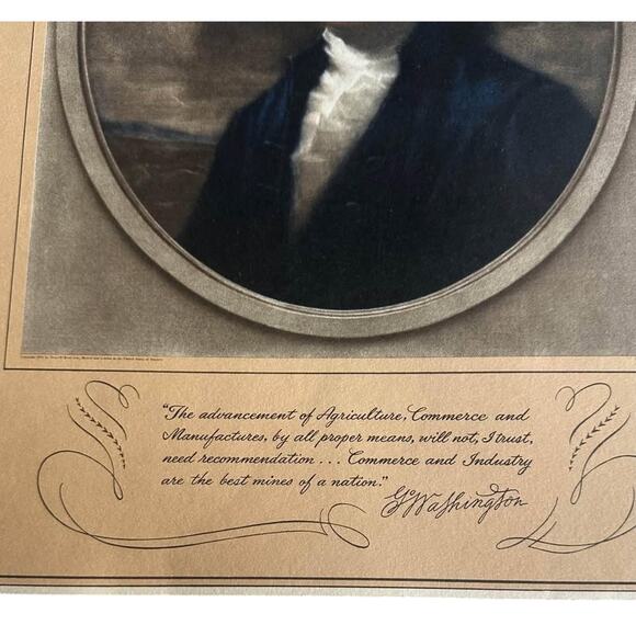 Vintage 1931 George Washington Mezzotint Print by Frost & Reed Ltd. - Picture 9 of 10